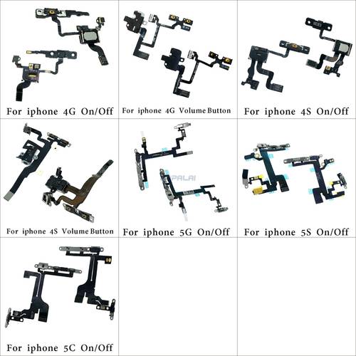 Power Button On Off Flex Cable For iPhone 4 4G 4S 5G 5 5S 5C Plus Mute Volume Switch Connector Ribbon Parts High Quality