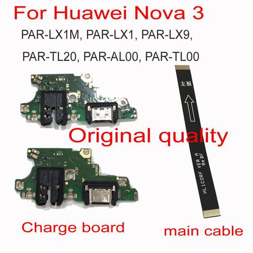For Huawei Nova 3 PAR-LX1M PAR-LX1 PAR-LX9 PAR-TL20 PAR-AL00 Charging Port Connector Charge Board Flex Cable With Microphone MIC