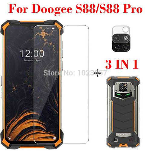 3-in-1 Case + Camera Tempered Glass On For Doogee S88 S88 Plus ScreenProtector Glass For Doogee S88 Pro 3D Glass