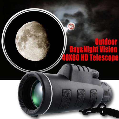 Night Vision 40X60 HD Optical Monocular Hunting Camping Hiking Telescope with Phone Holder Lens for Mobile Phone