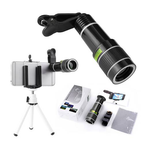1pcs 20X/12X/8X Zoom Mobile Phone Lens 360 Degrees Wide Angle Len Camera Kits For Samsung Xiaomi Huawei Clip Camera Lens