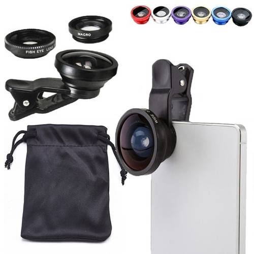 Universal 3 In 1 Wide Angle Macro Fisheye Lens Mobile Phone Camera Lenses Fish Eye Lens For iPhone XR XS X 8 7 6 Samsung Huawei