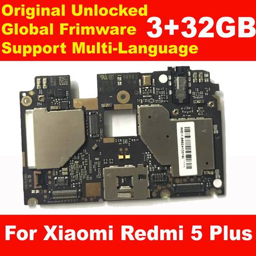 Original Unlocked Mainboard For Xiaomi Redmi 5 Plus 3GB 32GB ROM Full Chips Circuits Card Fee Motherboard Global Frimware 5plus