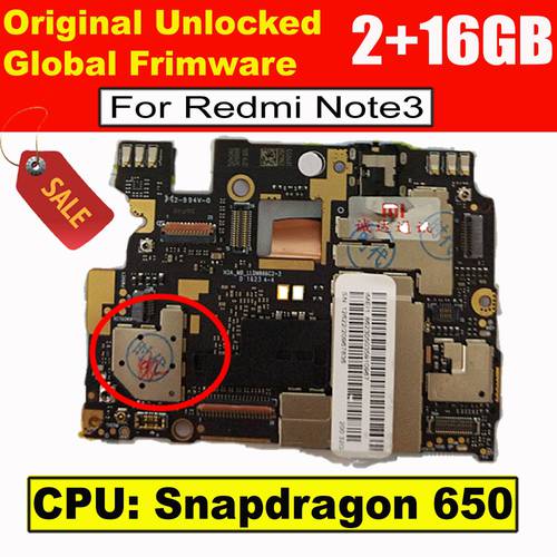 Unlocked MainBoard For Xiaomi Redmi Note 3 Note3 Global Version 2GB 16GB Snapdragon 650 MotherBoard Frimware MIUI Logic Board
