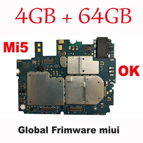 Mobile Electronic Panel Mainboard Motherboard Unlocked With Chips Circuits Flex Cable For Xiaomi 5 Mi 5 M5 Mi5 RAM 3GB + 64G