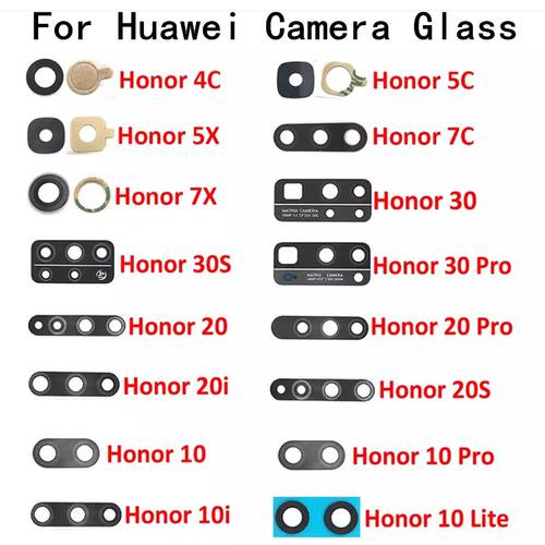2PCS/Lot,Rear Back Camera Glass Lens Cover For Huawei Honor 4C 5C 7C 5X 7X 10 20 30 Pro With Stickers Adhesive Replacement Parts
