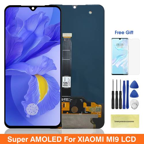6.39&39&39 Super Amoled Mi9 Screen for Xiaomi Mi 9 Lcd display With Touch Screen Digitizer Assembly For Xiaomi9 M1902F1G Lcds