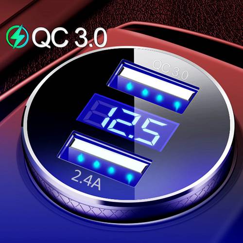 QC3.0 Quick Dual USB Car Phone Charger LED Display Mini Fast 5V 3.1A Digital Display Universal for iPhone Samsung Xiaomi Huawei