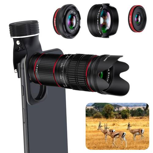 Camera Phone Lens Kit Clip Super Wide Angle 0.65X Macro Lens 20X Bag Set for Samsung Lenses