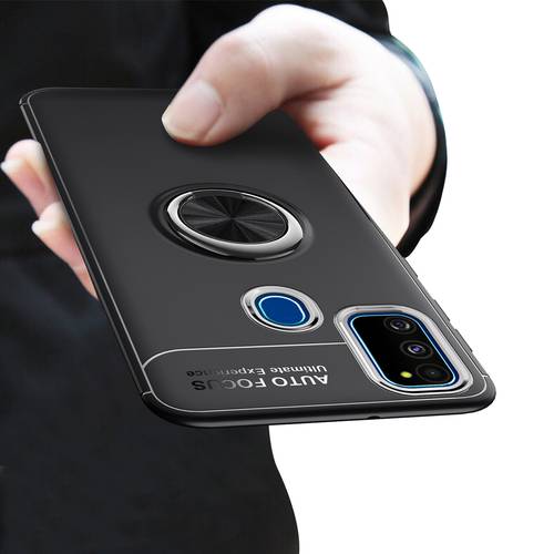 For Samsung Galaxy M21 Case Coque Galaxy M21Metal Finger Ring Holder Soft TPU Case For Samsung Galaxy M21 M215F Case Soft