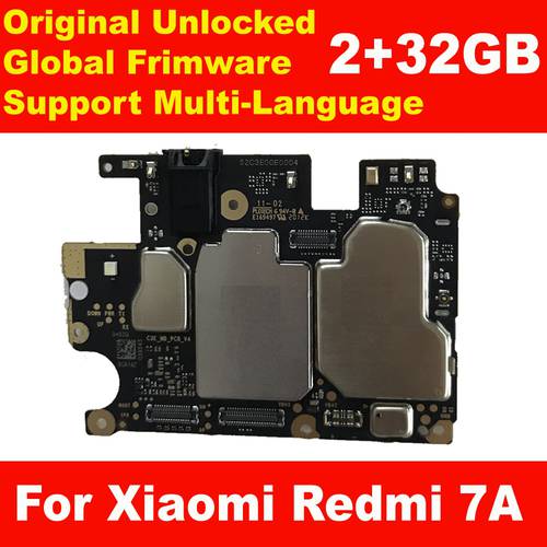 100% Original Tested Working Mainboard Motherboard For Xiaomi Redmi 7A 7 A 2GB RAM 32GB ROM Circuits Card Fee Flex Cable
