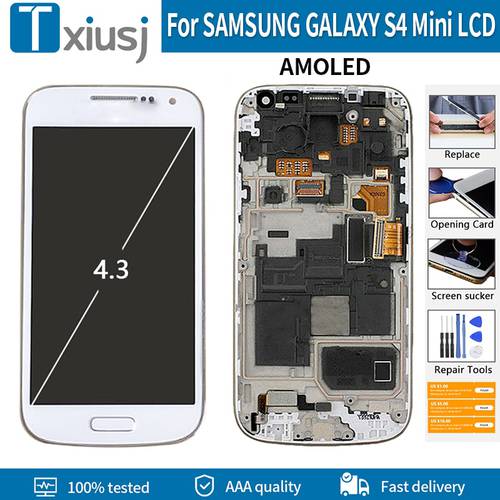 Original AMOLED For SAMSUNG S4 Mini LCD Display Screen For S4 MINI i9190 i9192 i9195 LCD Screen Digitizer Assembly With Frame