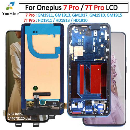 Fluid AMOLED For OnePlus 7 pro LCD Display Touch Panel Screen Digitizer HD1913 GM1911 For OnePlus 7 t 7t pro 7tPro LCD Screen