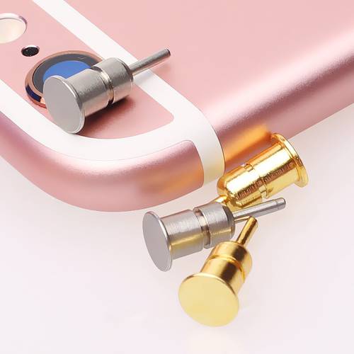 metal Dustproof Plug For iPhone Huawei samsung Phone Anti Dust plug 3.5mm Earphone Jack & Sim Card Needle Mobile Phone Tool Tray