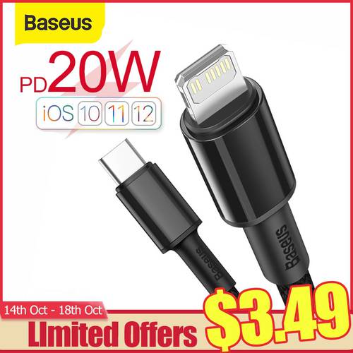 Baseus 20W USB C Cable for iPhone 14 13 12 11 Pro Max XR PD Fast Charging for iPhone Charger Cable for MacBook iPad Type C Cable