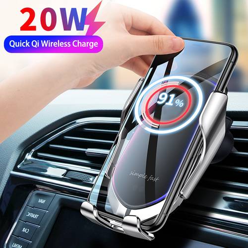 Automatic Clamping 20W Car Wireless Charger for iPhone 12 XS 11 SE Pro Samsung Xiaomi Infrared Sensor Car Phone Holder Charger