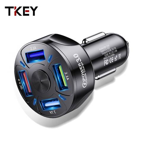 Car USB Charger 7A 48W 4 port Quick Charge 3.0 4.0 Universal Fast Charging For iphone 11 Pro Samsung a31 Car Cigarette Adapter