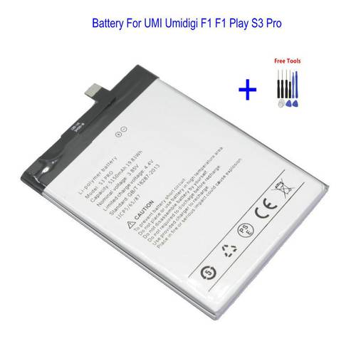 1x 5150mAh S3 Pro Mobile Phone Replacement Battery For UMI Umidigi F1 F1 Play S3 Pro phone Batteries + Repair Tool Kits