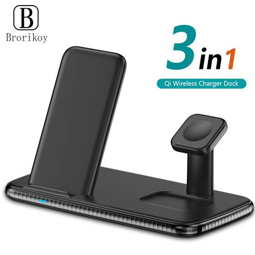 15W 3 in 1 Wireless Charger Stand for iPhone 12 11 X 8 Samsung S20 Fast Charging Dock Station For Apple Watch 5 4 3 AirPods Pro