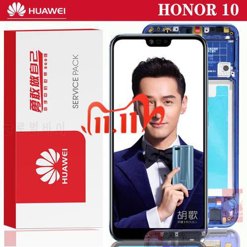 100% Original with Fingerprint 5.84&39&39 LCD with Frame for HUAWEI Honor 10 Display Touch Screen Digitizer COL-L29 Repair Parts