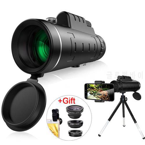 40X60 Zoom Telephoto Lens HD Monocular Telescope Phone Camera Lens For iPhone Xs XR Samsung + Fisheye Wide Angle Macro 3In1 Lens
