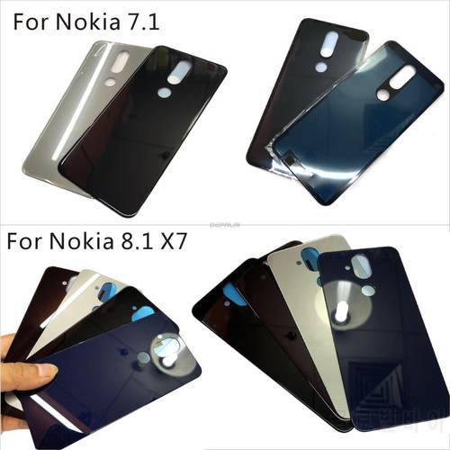 Back Glass For Nokia 7.1 8.1 X7 Back Battery Cover Housing Case Rear cover Glass Replacement parts