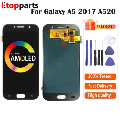 AMOLED For SAMSUNG GALAXY A5 2017 A520 SM-A520F LCD Display Touch Screen Digitizer Assembly Replacements Free Shipping
