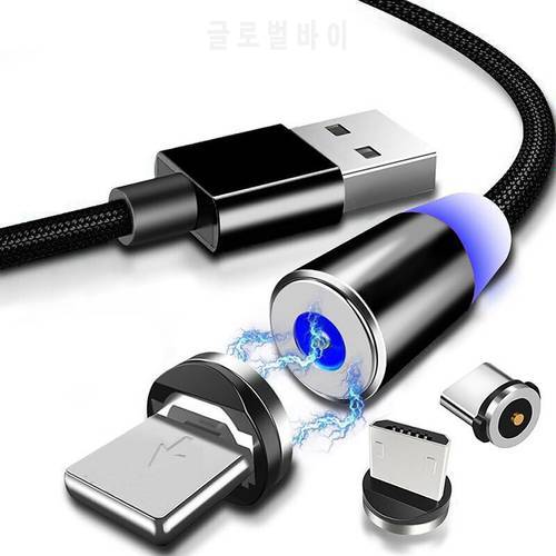 Magnetic Cable Micro USB Type C Magnetic Charge Charger Cable for iPhone Huawei Samsung Android Mobile Phone 1m 2m cable