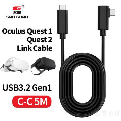 16FT 5M for Oculus Headset VR Cable for Quest 2 and Quest Link Virtual Reality Type-C USB3.2 Gen1 Data Transfer Fast Charge