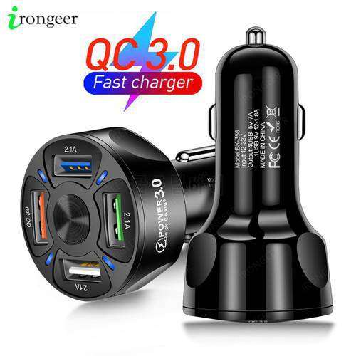 48W Car Charger 4 USB Quick Charge 4.0 3.0 USB Car Charger for Huawei Xiaomi Redmi mi 9 For iPhone xr 11 Fast Charging Charger