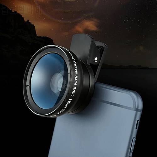 2 in 1 Lens 0.45X Wide Angle and Macro Len Professional HD Phone Camera Lens For iPhone Samsung Universal