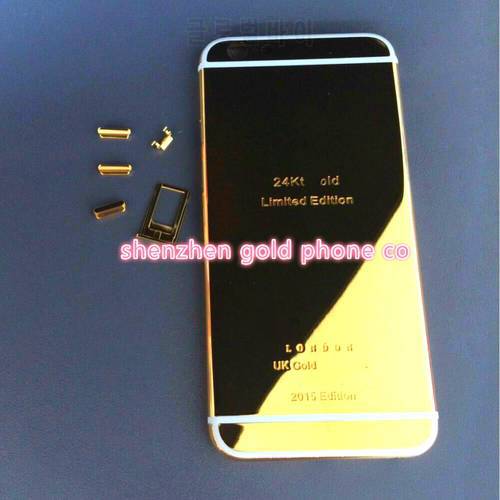 2020 Middle Frame Rear Door Housing for phone 6/6s plus 24k real Gold plated Chassis Back housing with Logo Card Tray+Buttons