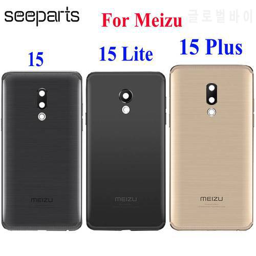 Battery Cover For Meizu 15 Plus Rear Housing Back Case 15 Lite Battery Cover With Camera Lens Replacement Part