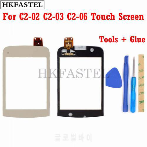 HKFASTEL High Quality Touch For Nokia C2-02 C2-03 C2-06 Touch Screen Digitizer Sensor Front Glass Lens panel + tools + glue