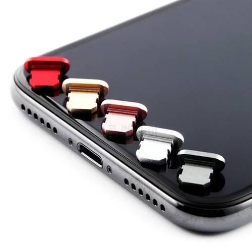 1PC Colorful Metal Mobile Phone Dust Plug Anti Dust Charger Dock Plug Stopper Cap Cover For IPhone X XR Cell Phone Accessories