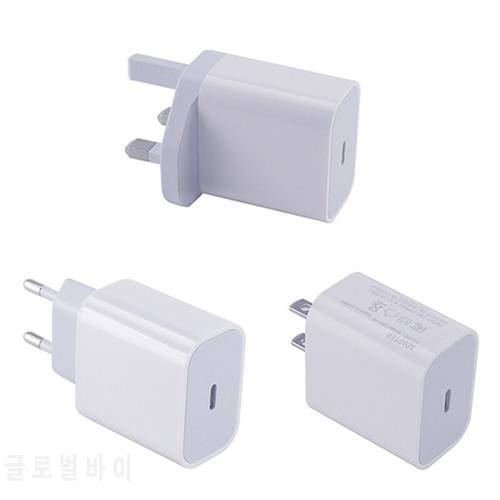 20W Fast Wall Charger US EU UK Plug USB-C Power Adapter PD Cable Cord For iPad Pro Air IPhone 12 Samsung Note 10 High Quality