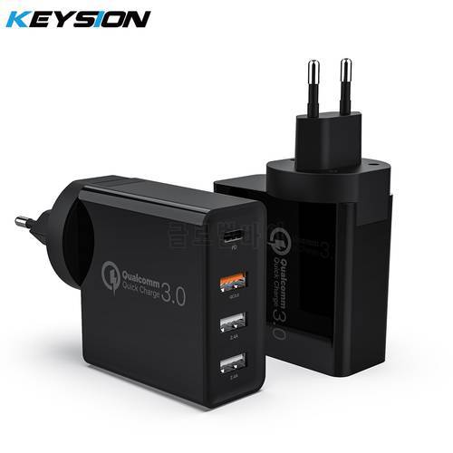 KEYSION 4 Ports 48W Quick Charger PD Type C USB Charger for Samsung iPhone 12 Tablet QC 3.0 Fast Wall Charger US EU Plug Adapter
