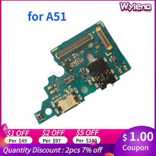 Wyieno For Samsung A51 Charger Port Board USB Charging Connector Flex Cable Microphone Mic Plug Board Main Connect Motherboard