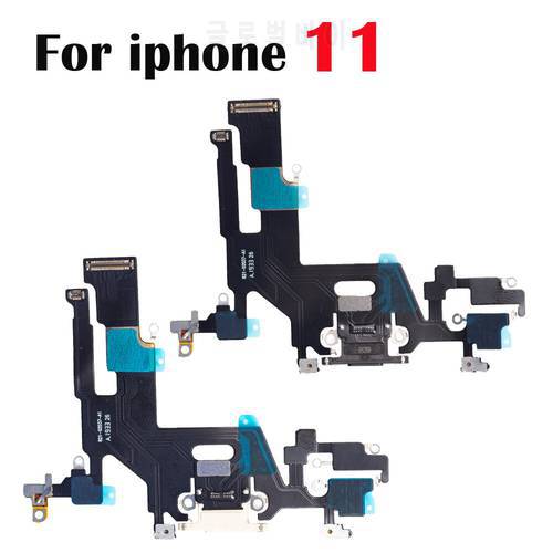 1pcs USB Charging Charger Port Flex Cable For iPhone 11 12 pro Max mini Dock Charger Connector With Microphone Flex Replacement
