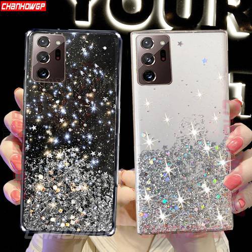 Glitter Soft Case For Samsung Galaxy Note 20 Ultra Transparent Bling Phone Cases For Samsung Galaxy Note20 Shockproof TPU Cover