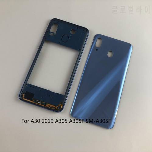 Housing For Samsung Galaxy A30 2019 A305 A305F SM-A305F Middle frame+Side Buttons+Battery Back Cover+ Rear Door Case Sticker