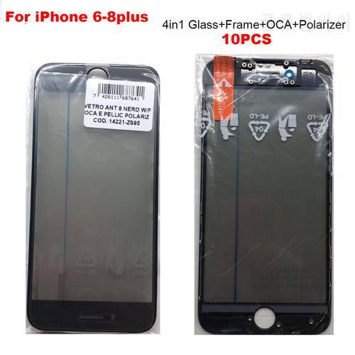 4 in 1 Screen Glass with Frame OCA Polarizer replacement for iPhone 8 plus 7 plus 6s plus 6 plus LCD Screen Repair Outer Glass
