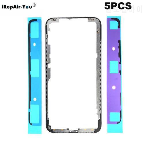 5PCS Screen Front Glass Middle Chassis Frame for iPhone 13 12 Mini 11 Pro Max X Xs Mid LCD Bezel With Sticker Replacement