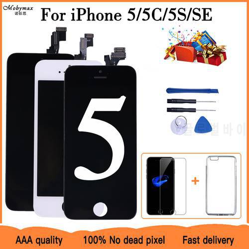 No Dead Pixel LCD Display For iPhone 5s Touch Screen Replacement Digitizer Assembly LCD+Repair tools&Protector Glass&Phone case