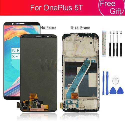 OLED for Oneplus 1+5T LCD Display Touch Screen Digitizer Assembly with frame For 1+5t A5010 LCD Display Screen Replacement 6.0