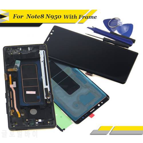 SUPER AMOLED Display For SAMSUNG Galaxy NOTE8 LCD N950 N950F Display Touch Screen Replacement Parts with frame