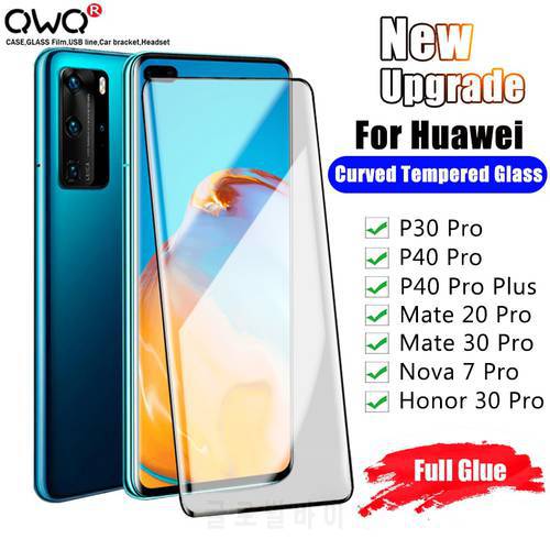 Jelly Full Glue Tempered Glass For Huawei P30 P40 Mate 20 30 Pro Screen Protection For Honor Nova 7 30 Pro Plus Protective Film