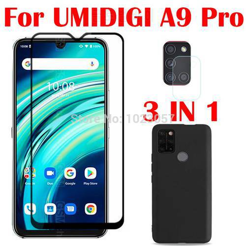 3-in-1 Case + Camera Tempered Glass On UMIDIGI A9 Pro 32/48MP 6.3 ScreenProtector Glass For UMIDIGI A9 Pro 2.5D Glass