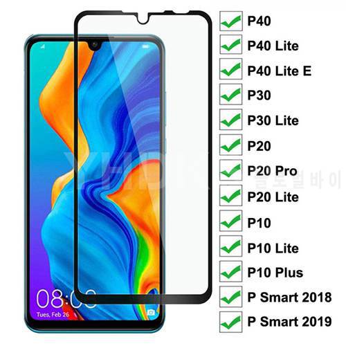 9D Protective Glass For Huawei P20 Pro P10 Lite Plus Screen Protector Glass P30 P40 Lite E P Smart 2019 Tempered Glass Film Case