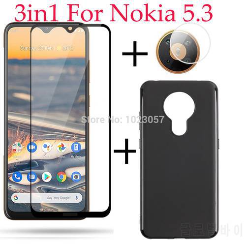 3in1 Full Cover Tempered Glass Case Camera Lens Screen Protector Protective Glass For Nokia 5.3 TA-1234 TA-1223 TA-1227 TA-1229
